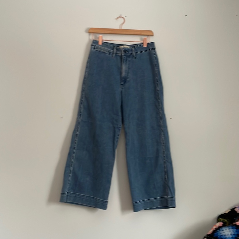 Madewell Emmett wide leg crop jeans in Rosalie wash, 27P